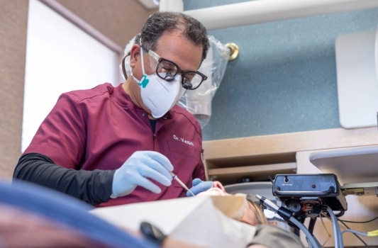Endodontist treating a patient with a cracked tooth